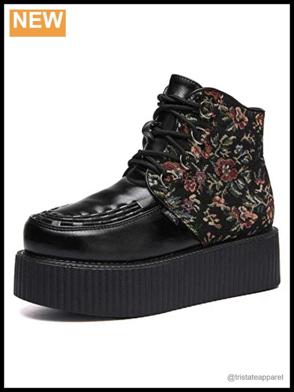 High Top Suede Lace Up Platform Creepers Flat Ankle Boots